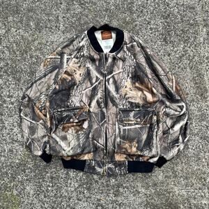 Realtree Fleece Lined Bomber Jacket Size M Cropped Boxy Camo Warm Winter Jacket